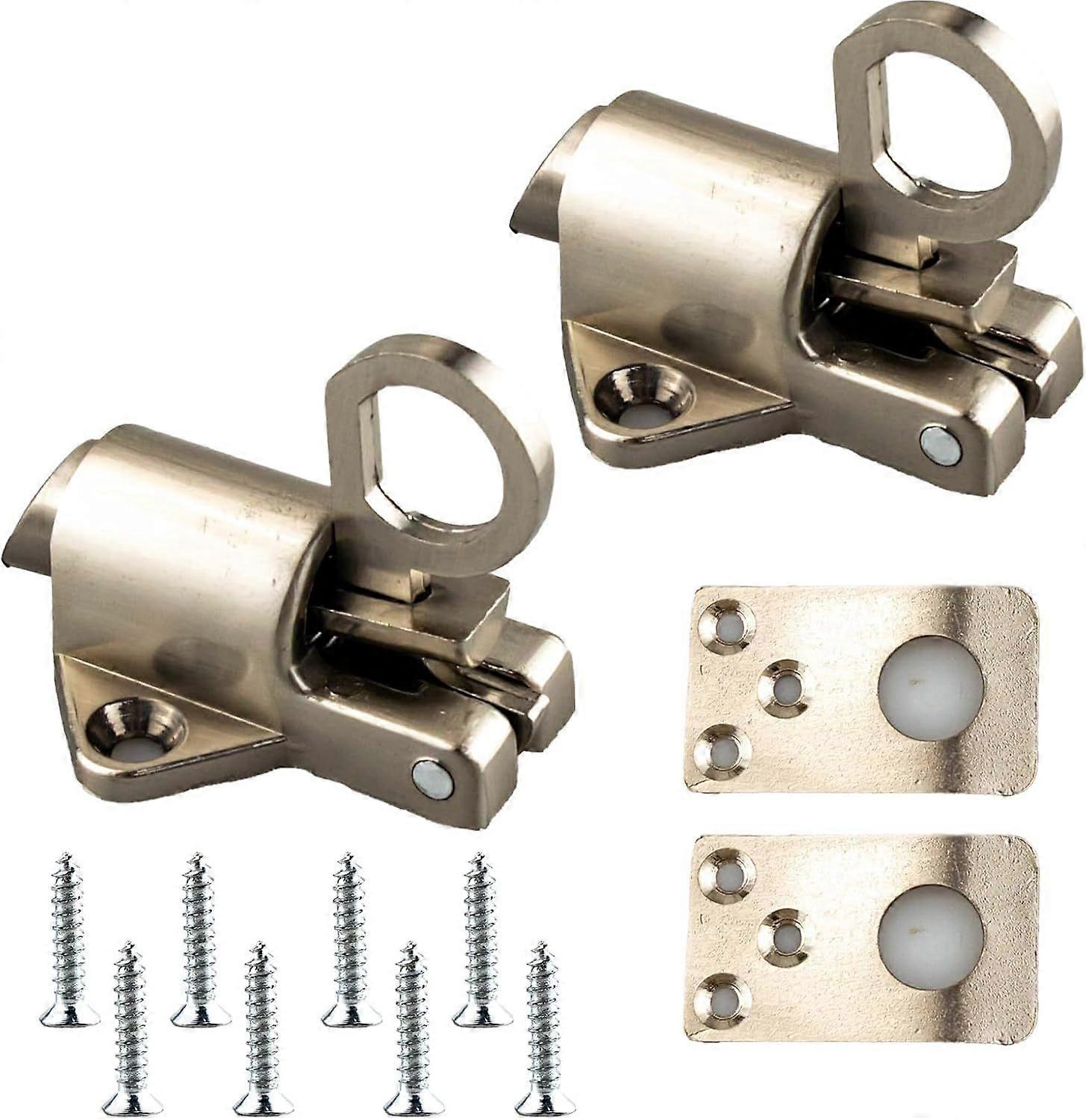 2Pcs Latch Lock, Automatic Window Gate Lock with Mounting Screws, Self Closing Spring Bounce Door Bolt for Window Toilet