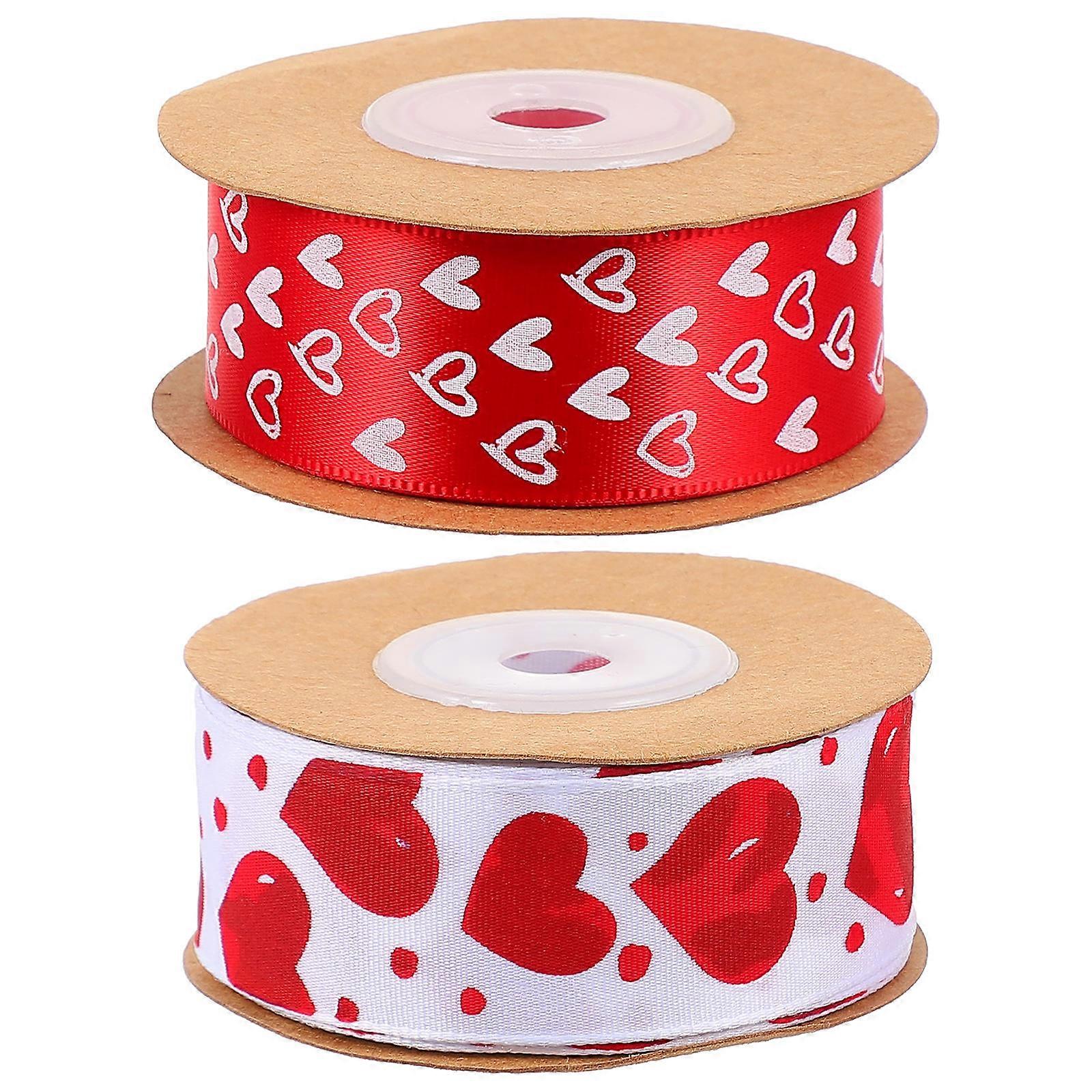 Valentine Printed Gift Box Packing Ribbon Assorted Color 2 Rolls Ideal For Party Decoration And Flower Arrangement