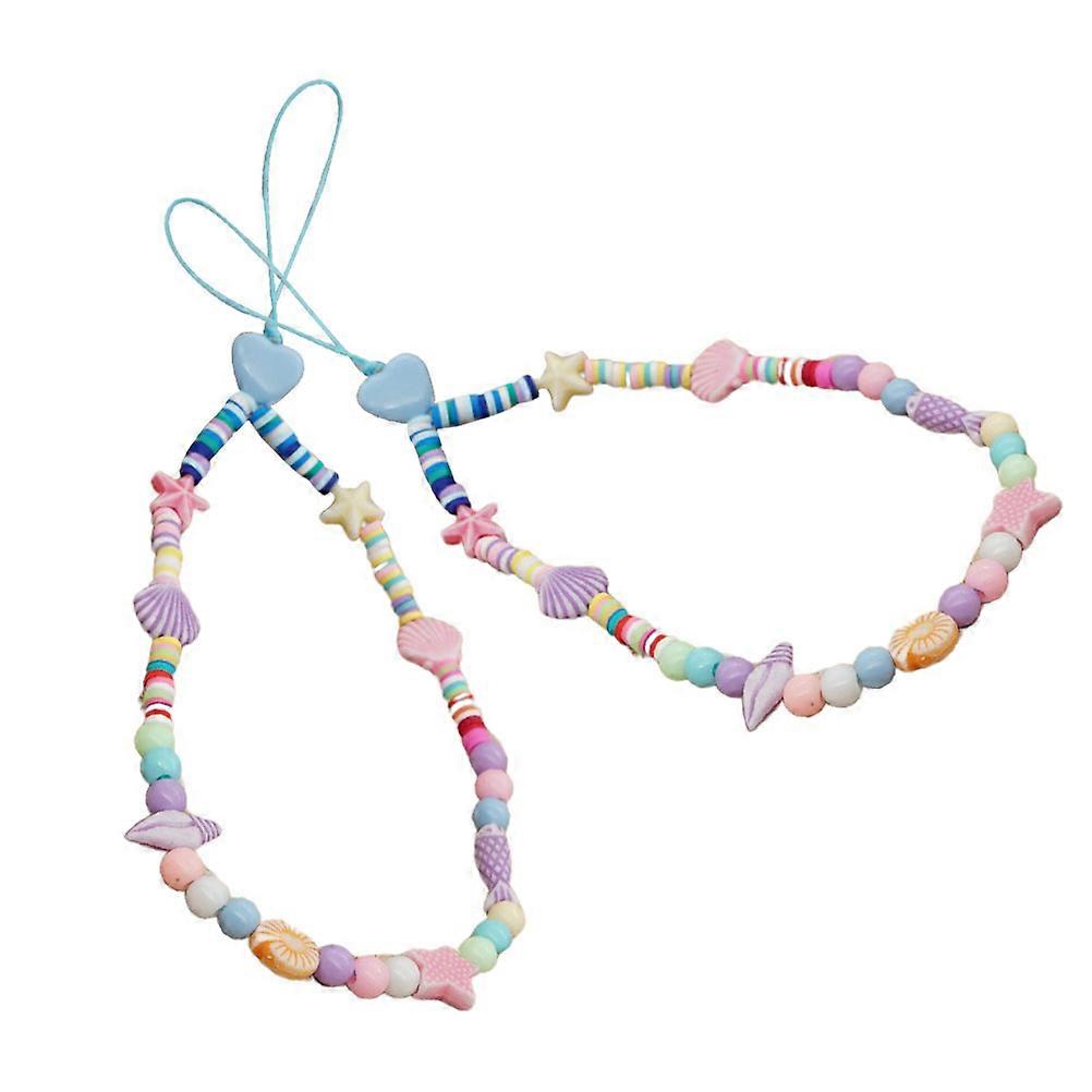 Assorted Color Phone Lanyard for Decoration 2Pcs Creative Shells Phone Hanging Straps