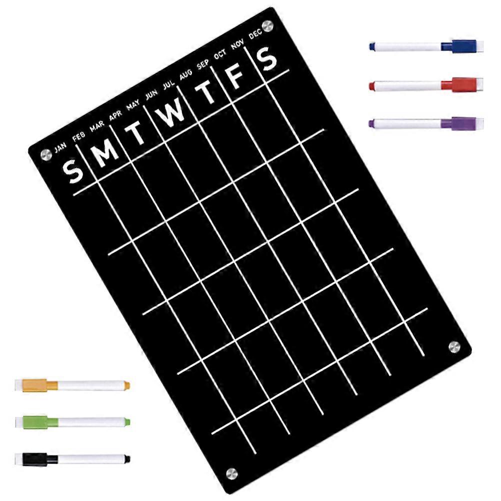Erasable Magnetic Schedule Board Perfect For Study And Fridge Use Rectangle Black Color Writing Surface 1 Set