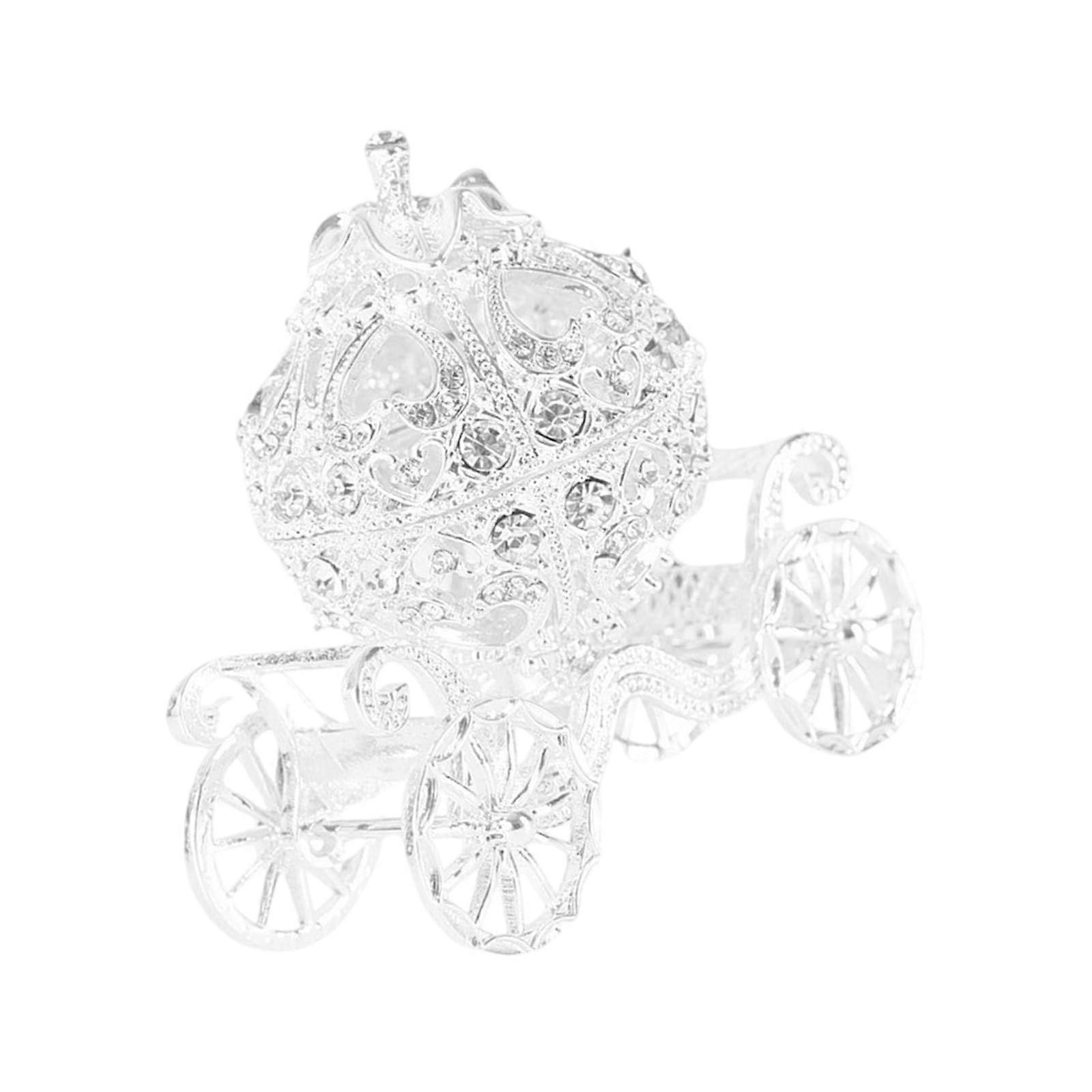 Vintages Alloys Pumpkin Chariots Decoration With Rhinestone Inlays, Shimmering Finish Alloy Ornament For Living Spaces