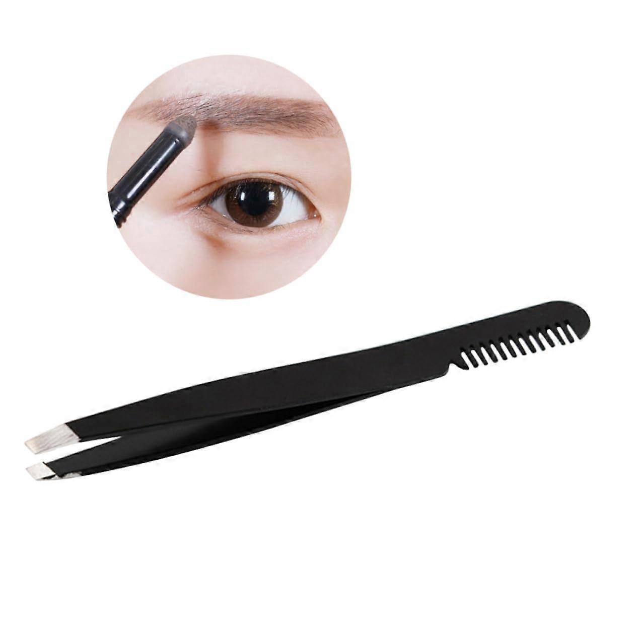 Make-up Tools Brow Tool And Eyebrow Brush Set With Tweezers And Comb Black