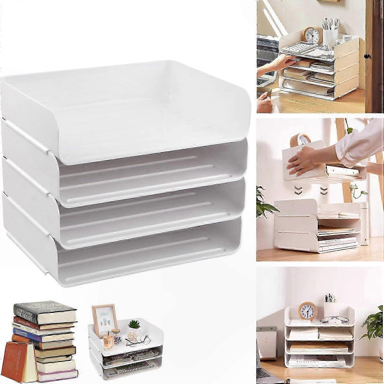 Modular Desk Storage Set for Books, Magazines, and Office Supplies, 4 Pieces