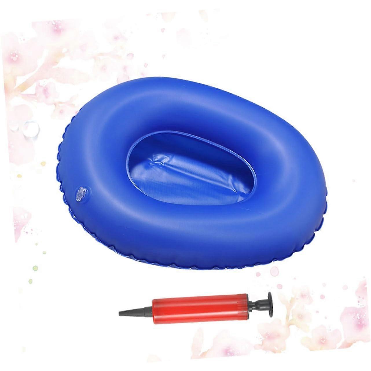 Inflatable Bedpan for Seniors Practical Foldable Nursing Aid with Hand Pump for Immobile Patients at Home and Nursing Homes Blue Random