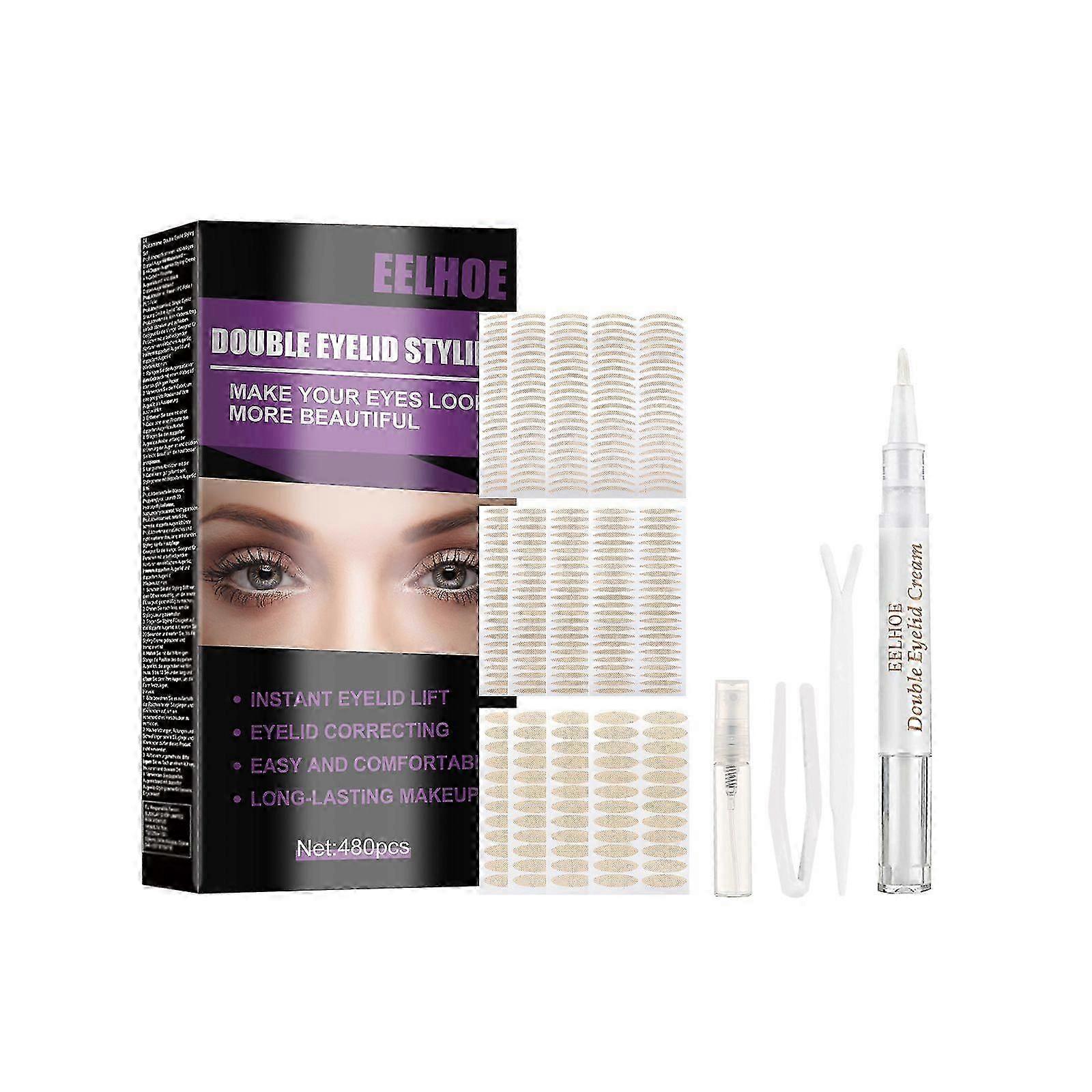 Beauty Eye Double Eyelid Tape Set, Breathable Traceless Natural Invisible Glue-Free Permanent Double Eyelid Tape