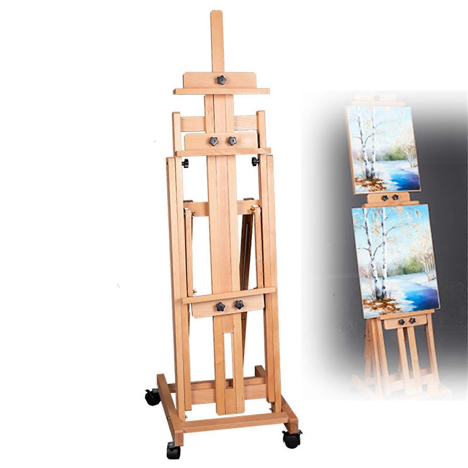 Portable Art Easel, Multifunctional Studio Stand with Castors, Adjustable Board for Kids and Adults