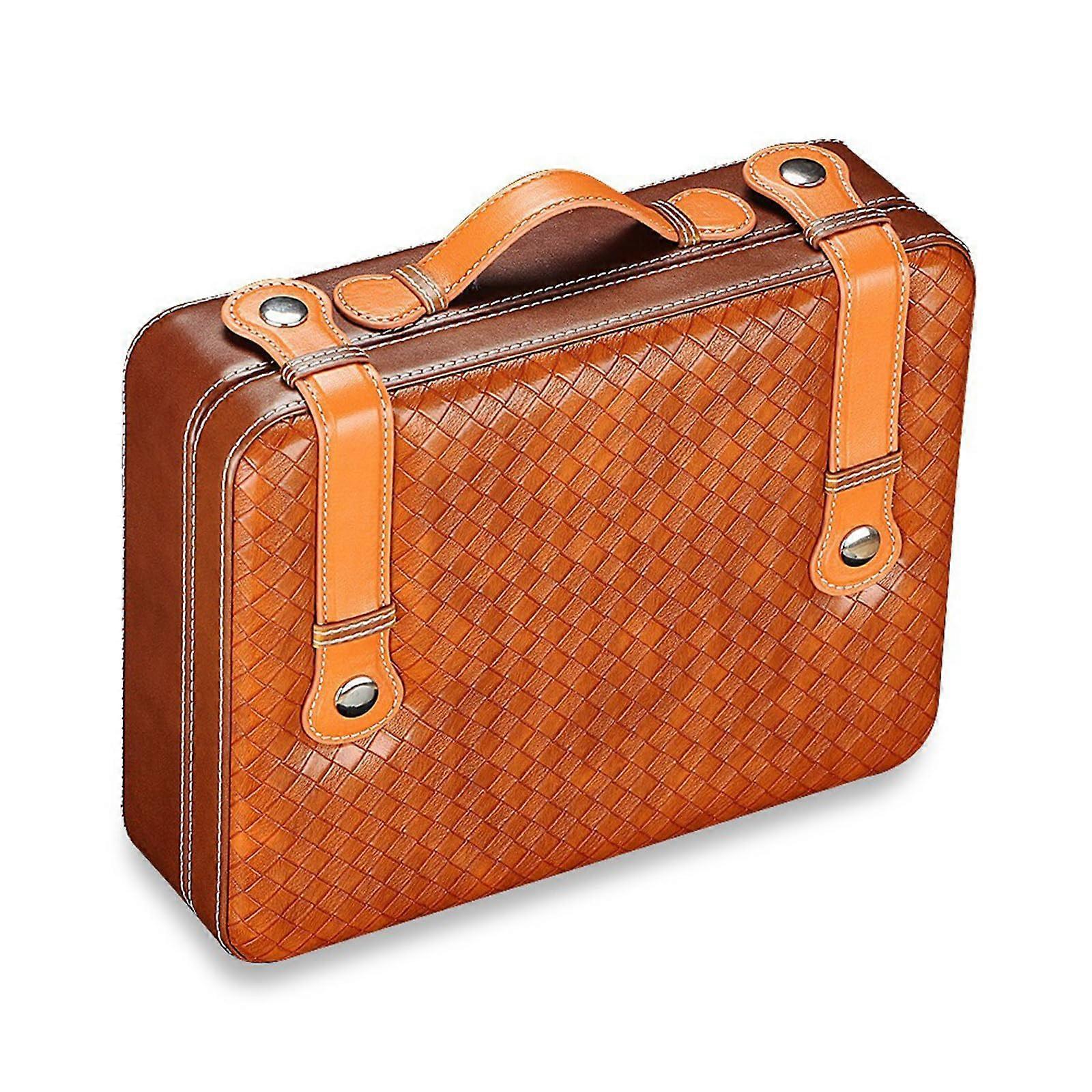 Cigar Box Humidor, Portable Brown Leather Cigar Travel Humidor, Cigar Accessories for Storing Cigars