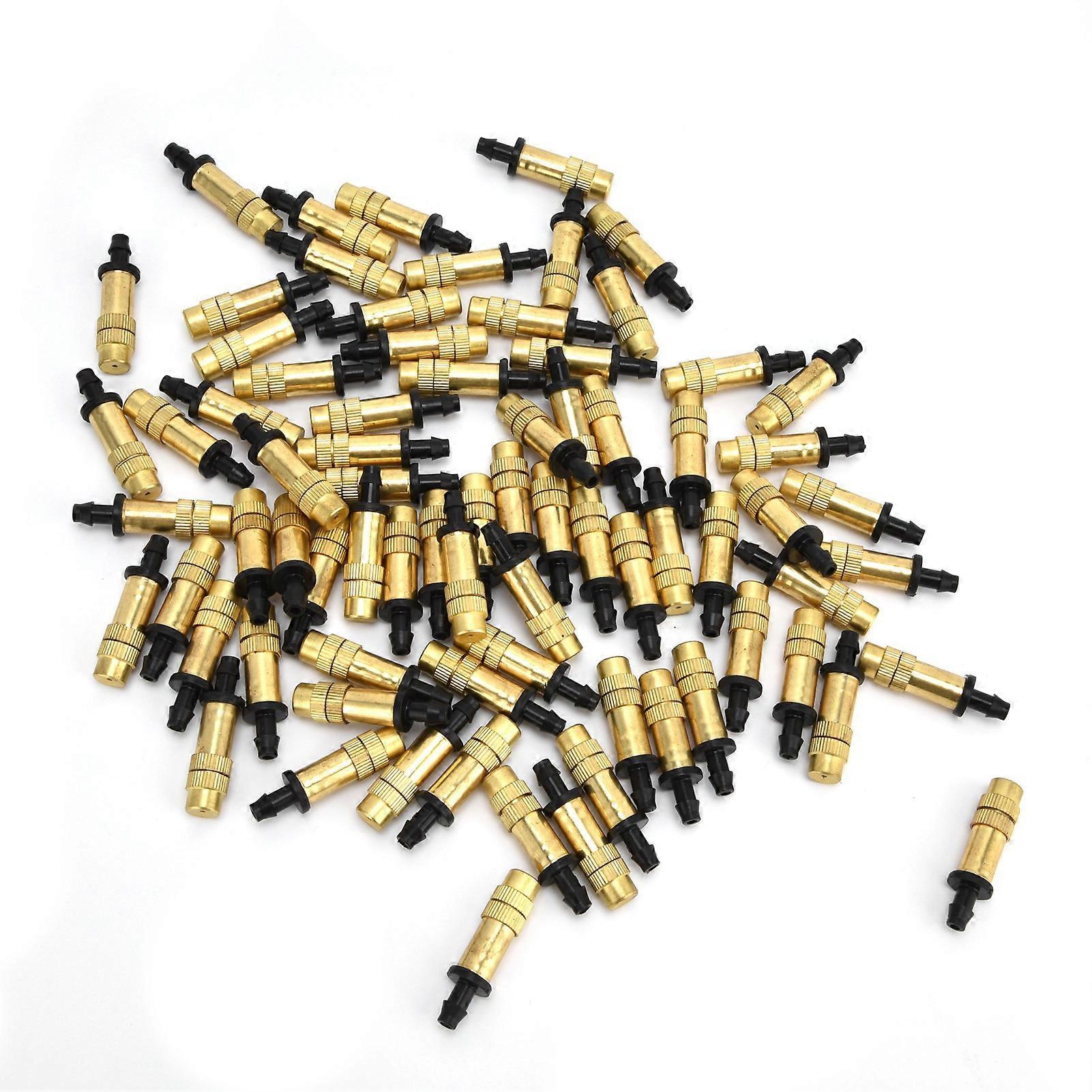 100Pcs Copper Single Hook Atomizing Nozzle Drip Irrigation Sprayer Atomizing Sprinkler for 4/7 Hose