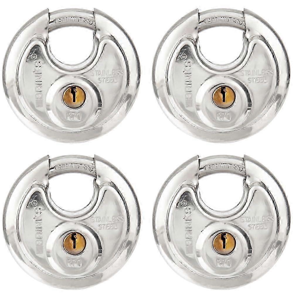 BRINKS 4-Pack Discus Padlock - 70mm Chrome Plated Keyed Alike Lock for Garage