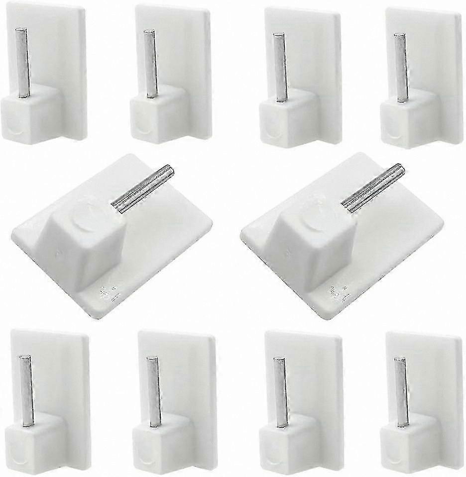Adhesive Curtain Hooks, 10-Pack Plastic Window Rod Hooks for Net Curtains