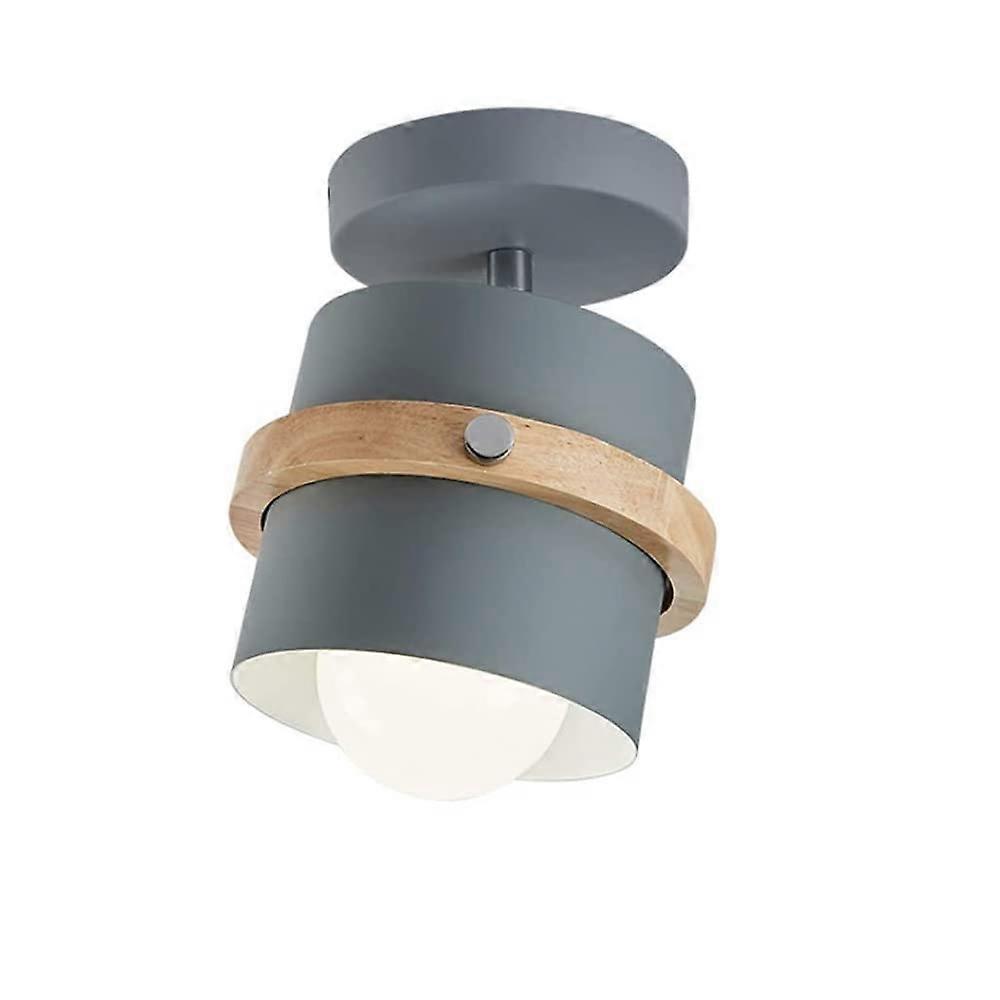 Creative Wooden Ceiling Light Iron Shade E27 Ceiling Lamp