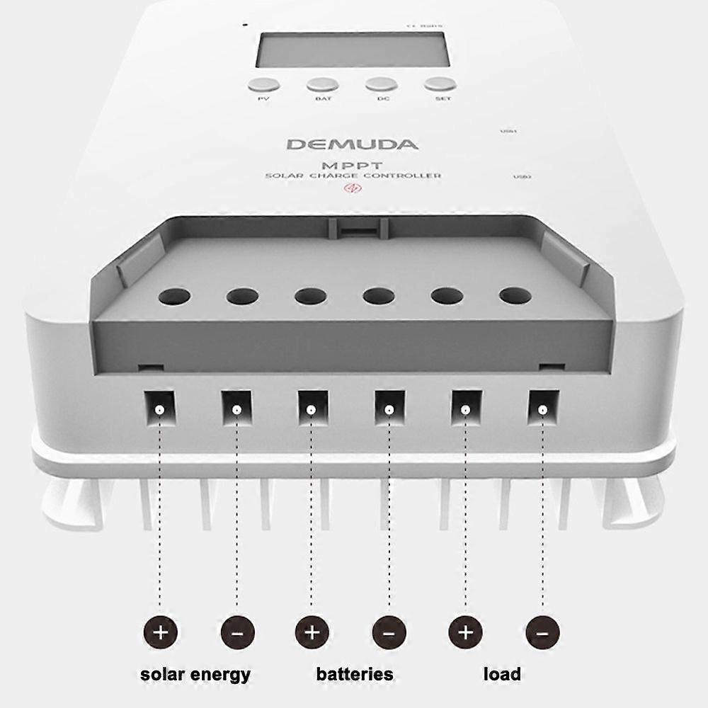 60A MPPT Solar Charge Controller RV Charging 12V/24V/48V Intelligent Solar Panel Regulator Auto Tracking with Large LCD Display for Leadacid Lithium L