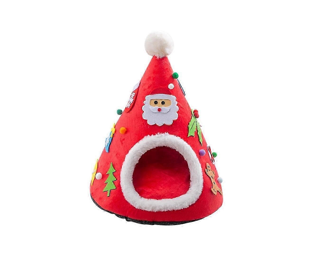 Pet Chirstmas Tree Cat House Beds - Red Green Portalbe Indoor Pet T...