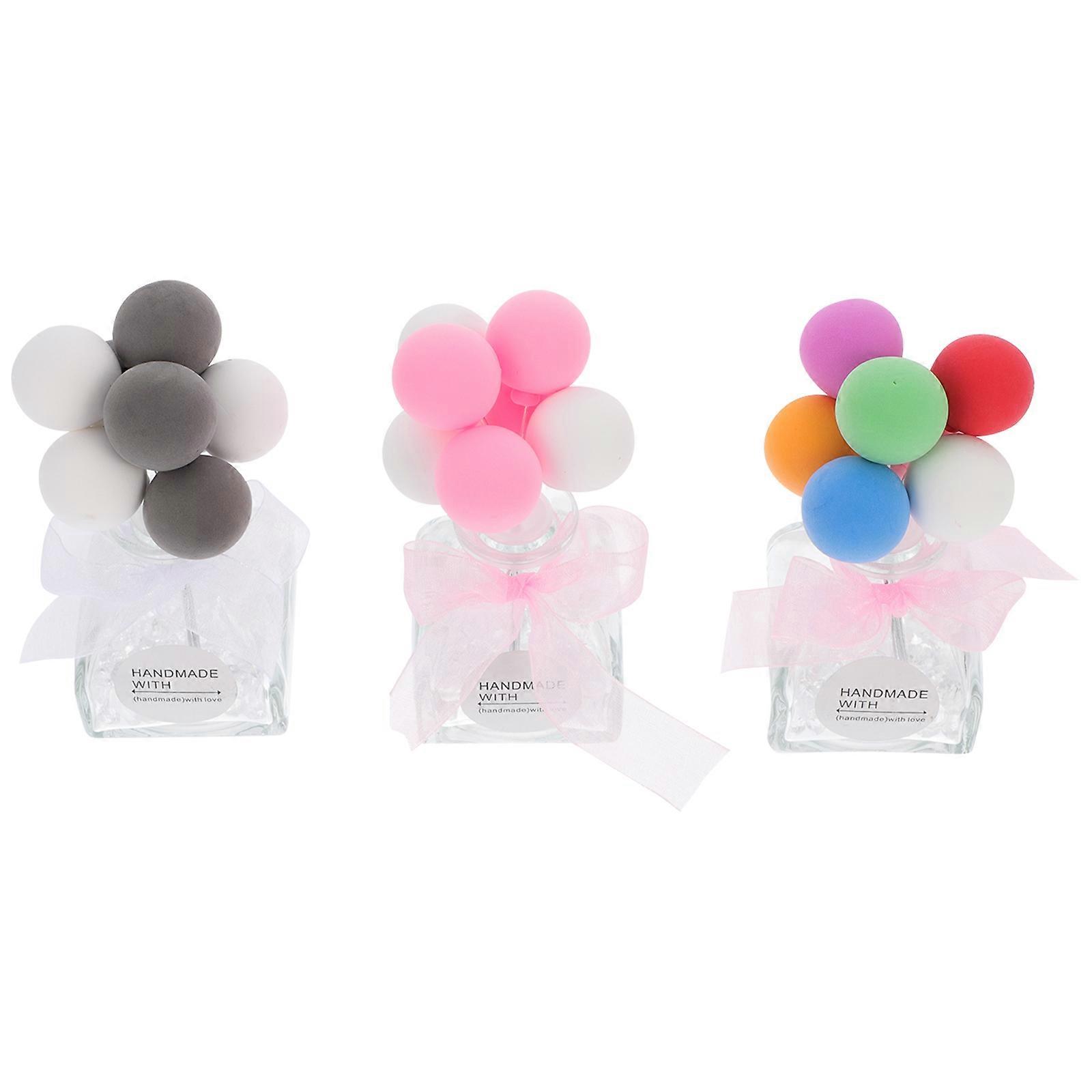Car Aromatherapy Diffuser Ornament Balloon Shape Home Bedrooms Glass Assorted Color Air Freshener 3Pcs
