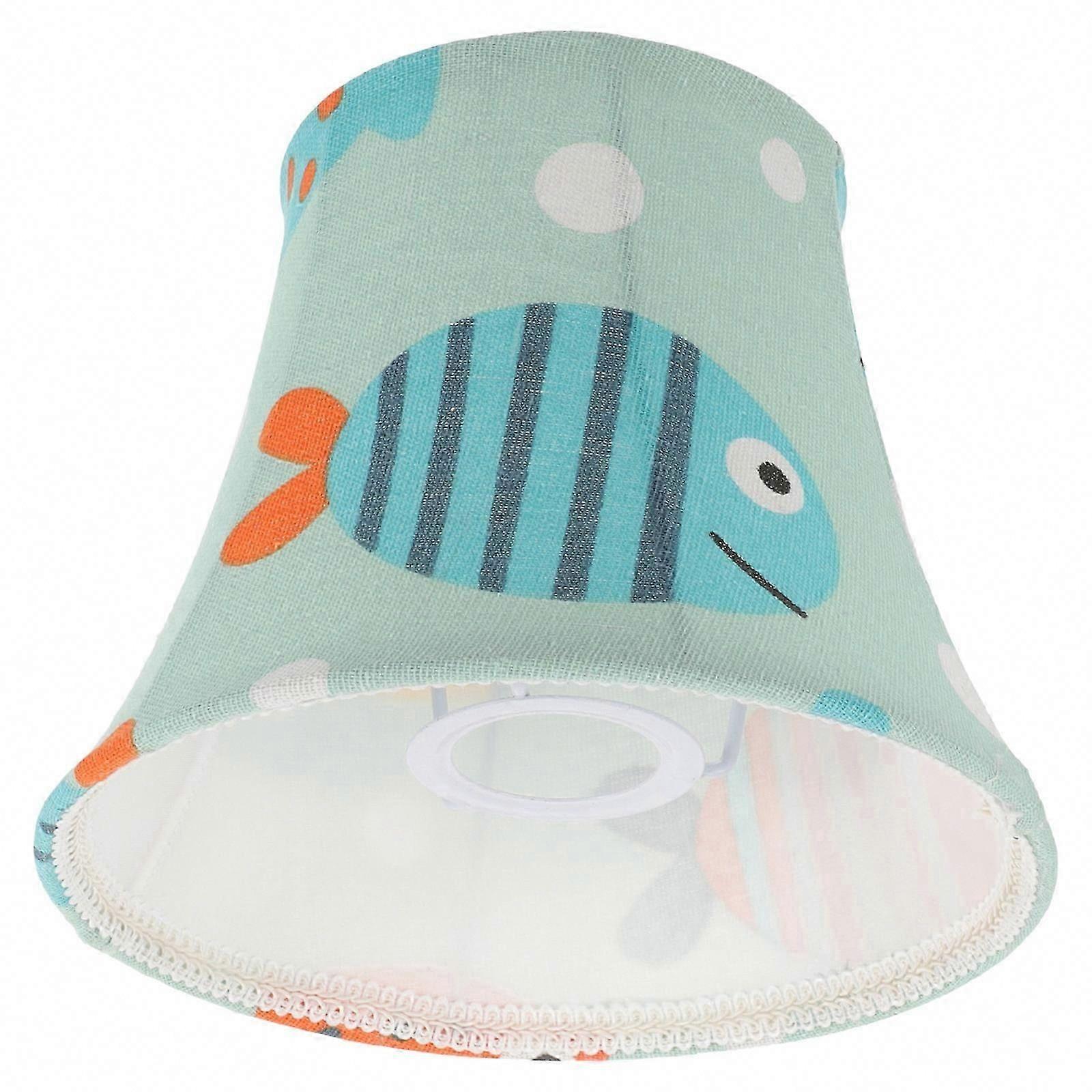 Cartoon Fish Pattern Table Lamp Shade Fabric Softens Light For Bedroom Living Room Replacement 1Pack
