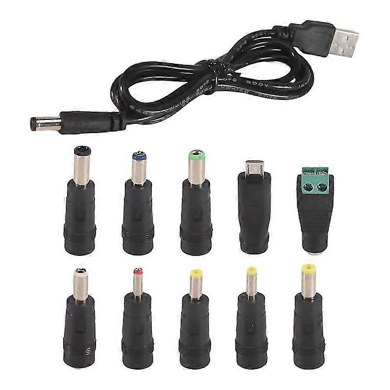 Usb To Dc Power Cable With 10 Interchangeable Plug Connectors Adapter