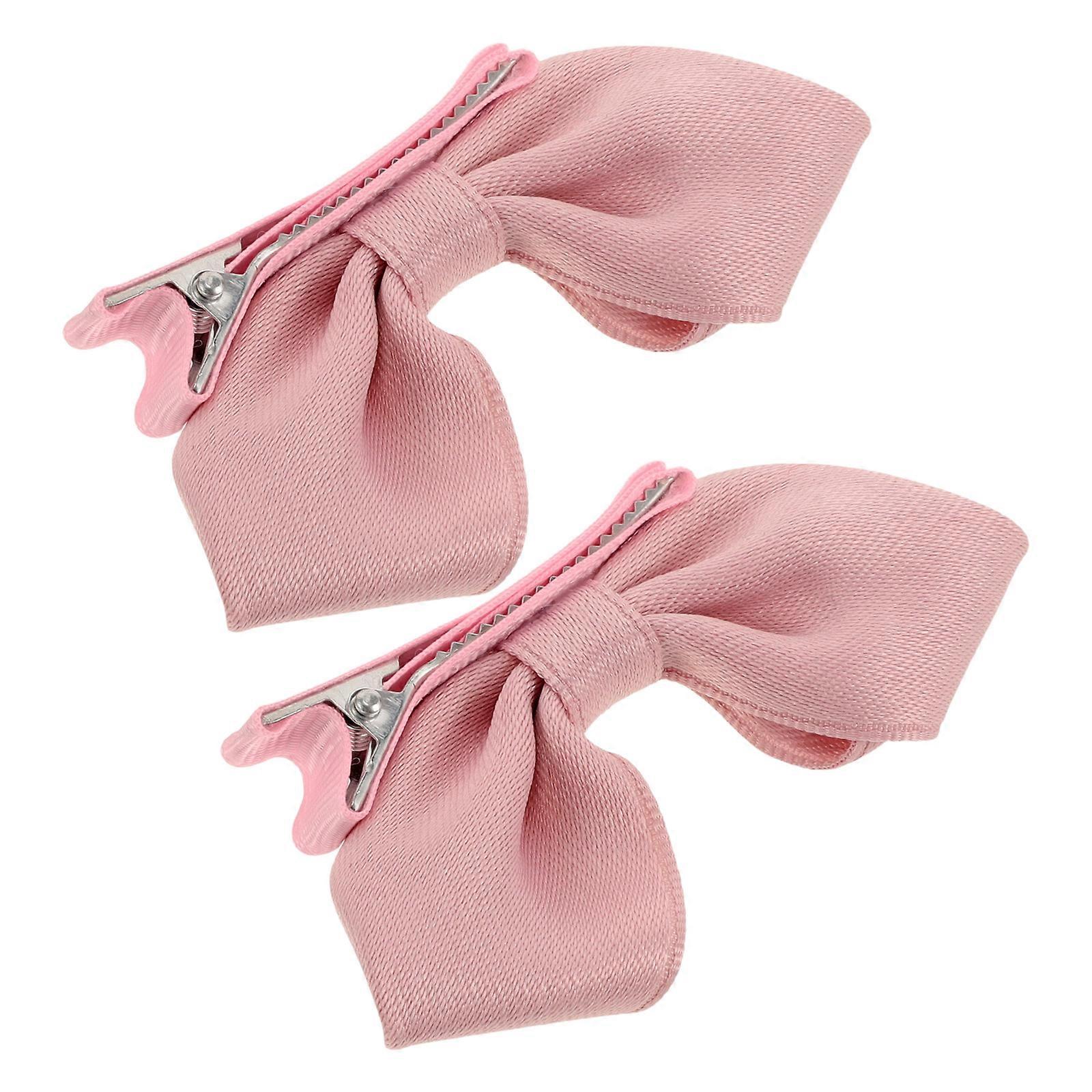 Pink Hair Bows for Girls with Cute 3D Bow Design Fabric Clips for Birthday Party Supplies and Everyday Use 2 Pcs