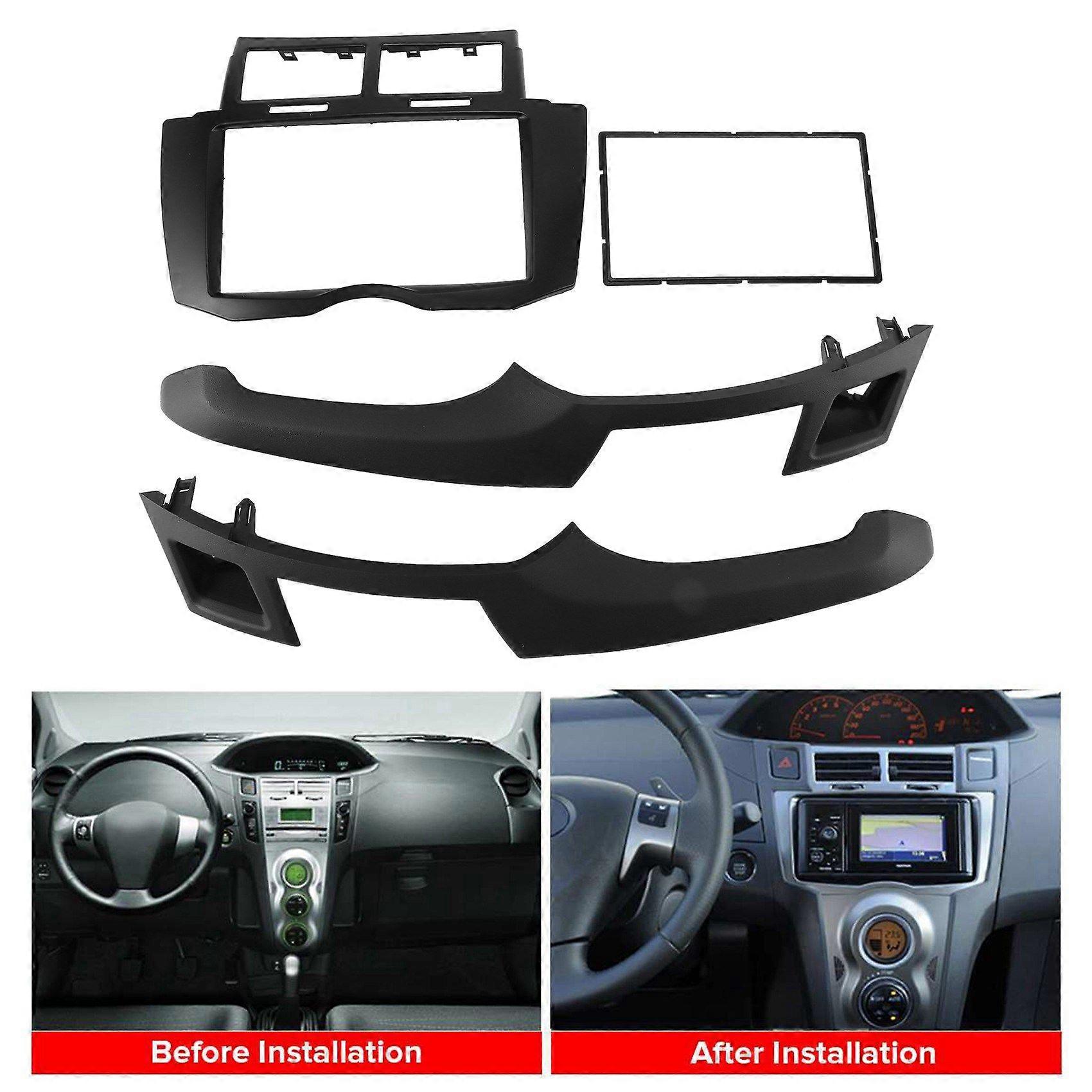 Car Radio Fascia Kit, 2 Din Dash Panel DVD Frame Install Kit for Yaris Vitz Platz 2005 2006 2007 20