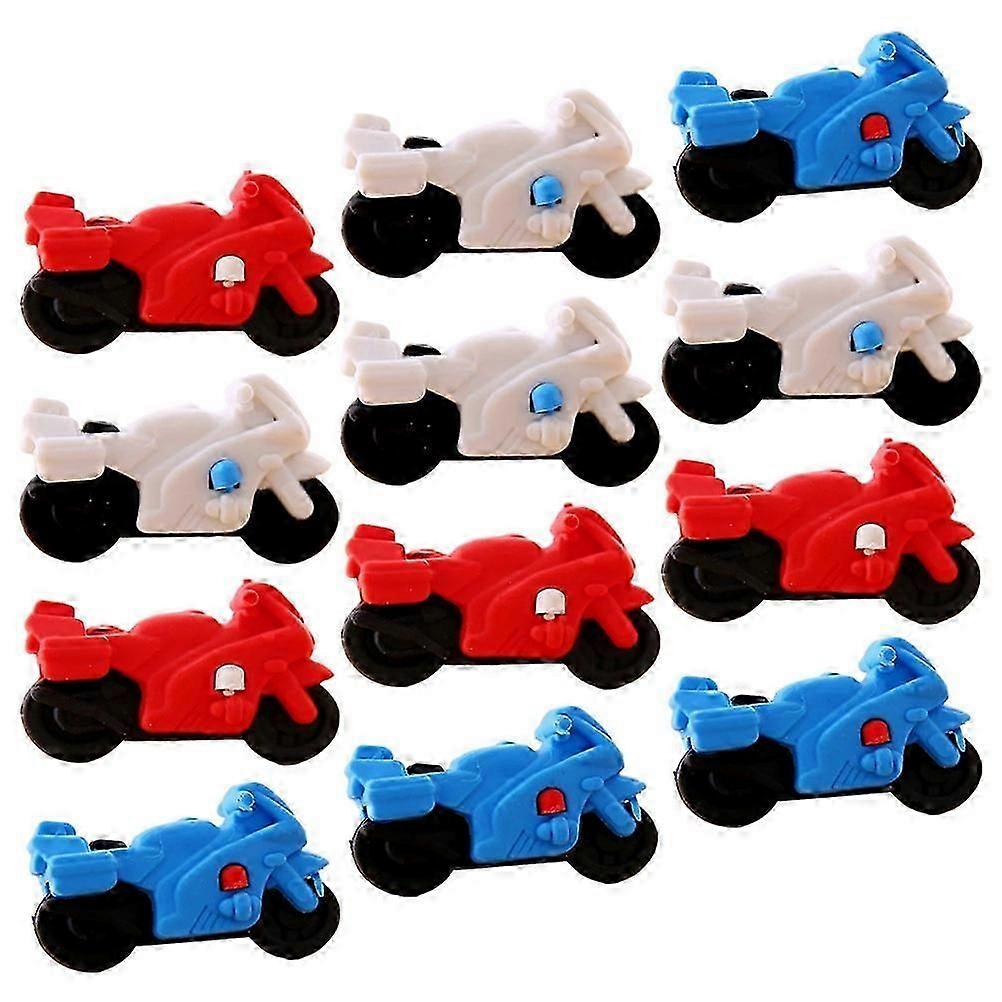 キッズ消しゴムバイク型漫画オートバイ消しゴムアソートカラー6.3X4CMワイプ鉛筆マーク12個