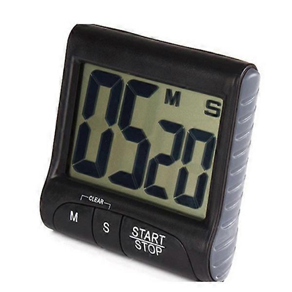 Digital Kitchen Timer with Loud Alarm and Large LCD Display Black Plastic Strap 8.2x7x2.8cm