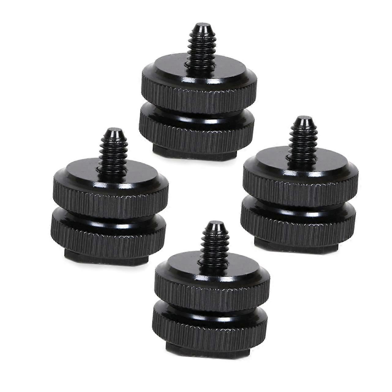 DSLR Camera Accessory 4Piece Hot Shoe Mount Adapter Kit, Aluminum Alloy Knurled Clamping Nuts, 1/420 Tripod Screws