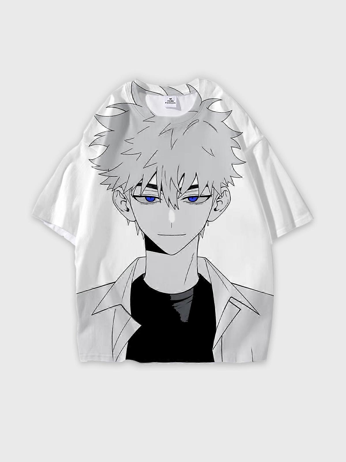 T-Shirt Round Neck, Loose Short Sleeve Link Click Graphic Tee, Unisex Summer Casual Top W3264