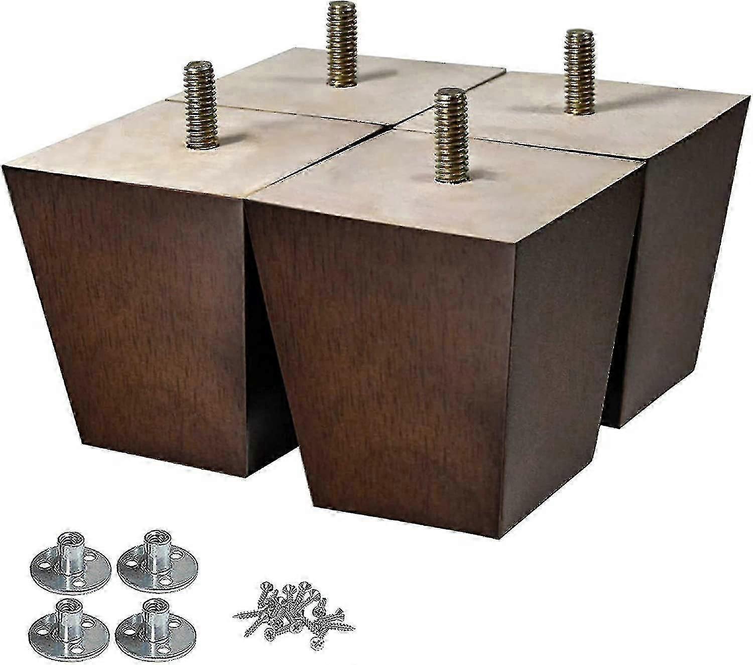 Gambe per mobili in legno in pollici Set di gambe per divani Set di 4 pezzi Gambe per divani quadrati Gambe di ricambio moderne di metà secolo