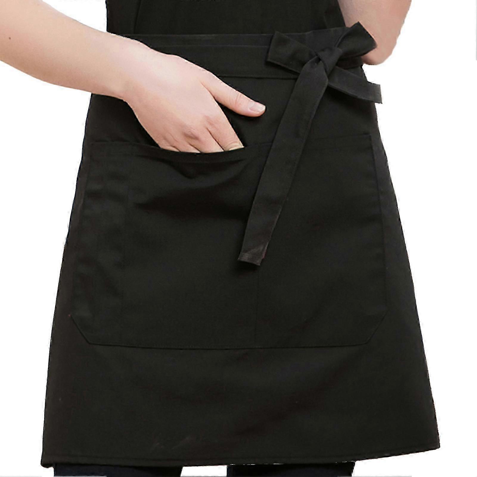 Unisexe imperméable demi tablier avec poche serveuse Chef taille tablier résistant Restaurant Cafe à lacets tablier court