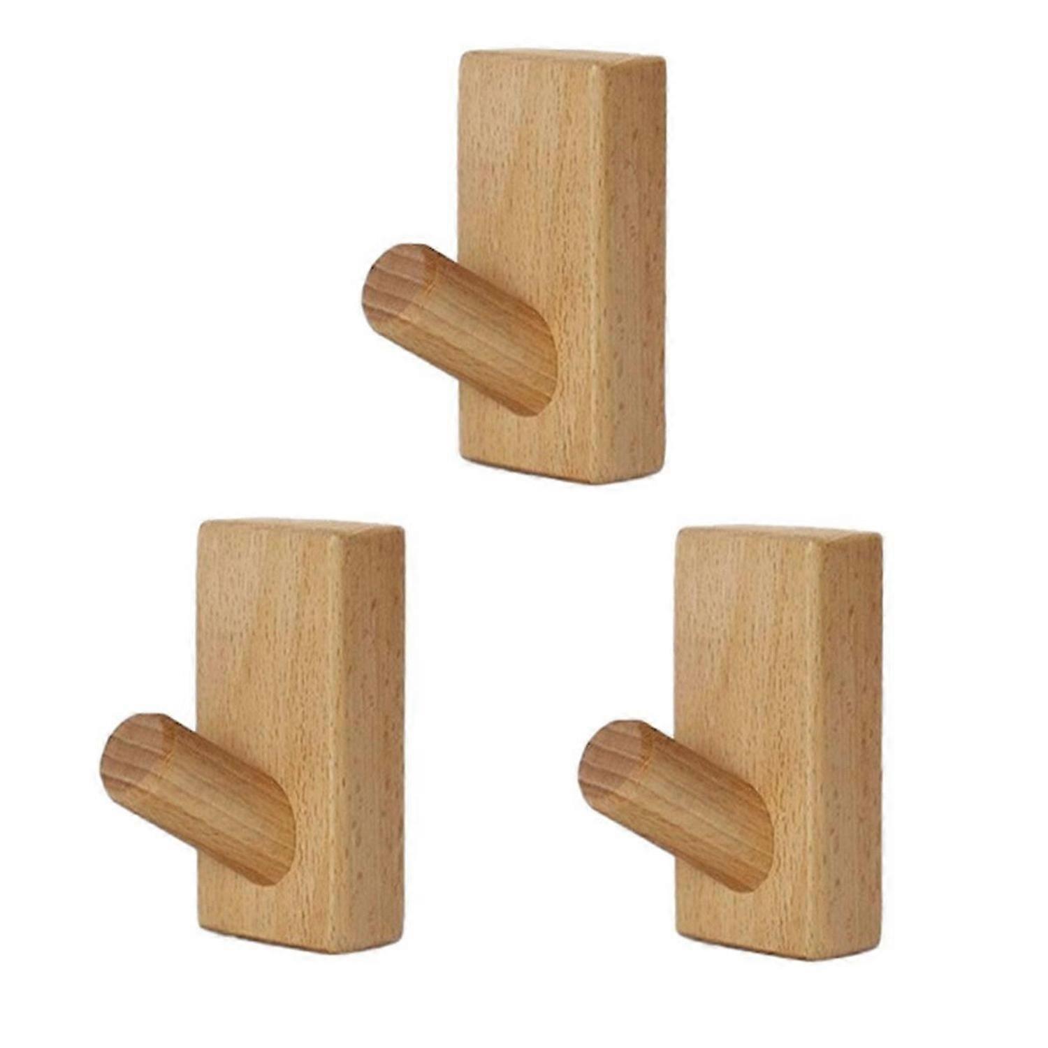 Simple Solid Wood Hooks Clothes Hangers Bathroom Wall Hooks A
