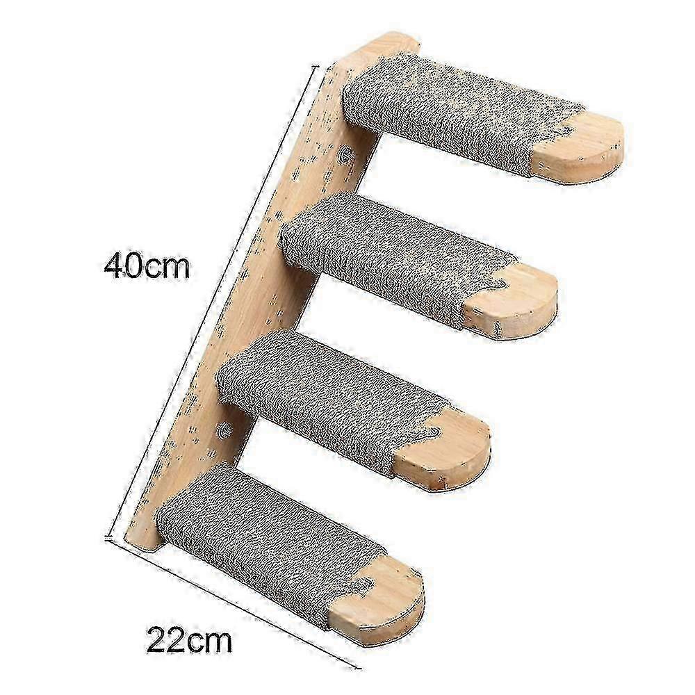 Cat Climbing Shelf Wall Moted Four Step Stairway With Sisal Scratching Post For Cats Tree Perch Platform Jumping Furniture