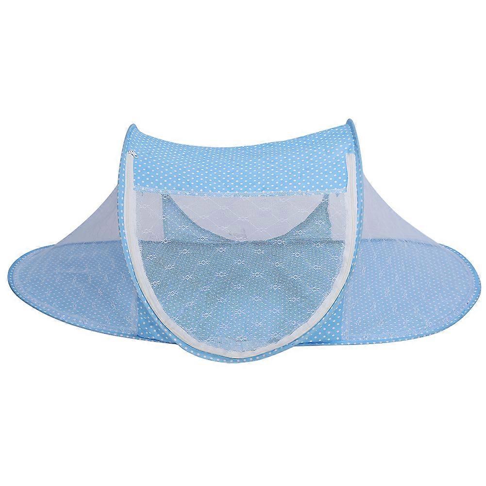Foldable Baby Crib Infant Toddler Portable Travel Bed Mosquito Net Tent Blue