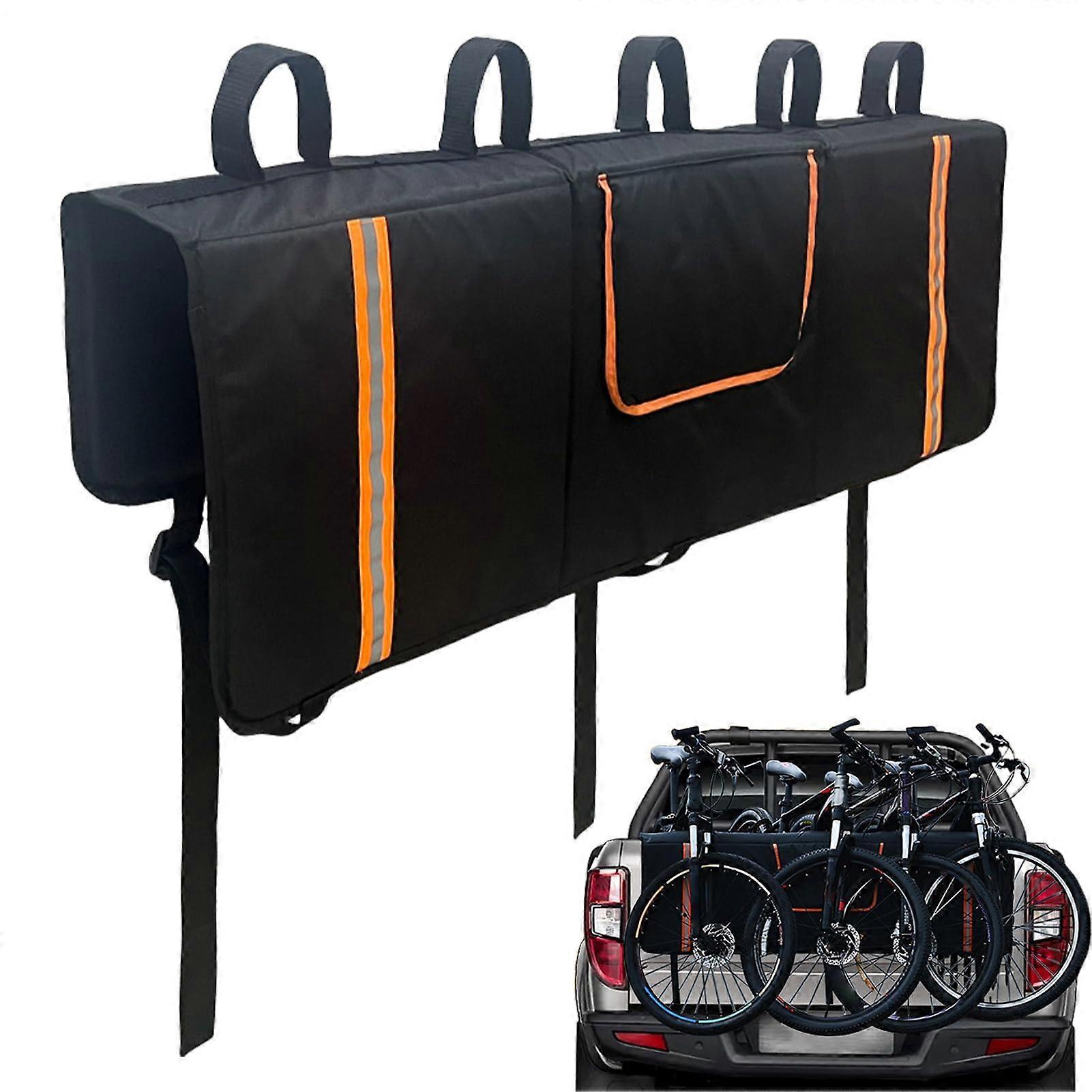 Truck Tailgate Bicycle Cushion Waterproof Tailgate Pad With Tool Pocket Easy Install Reflective Stripes