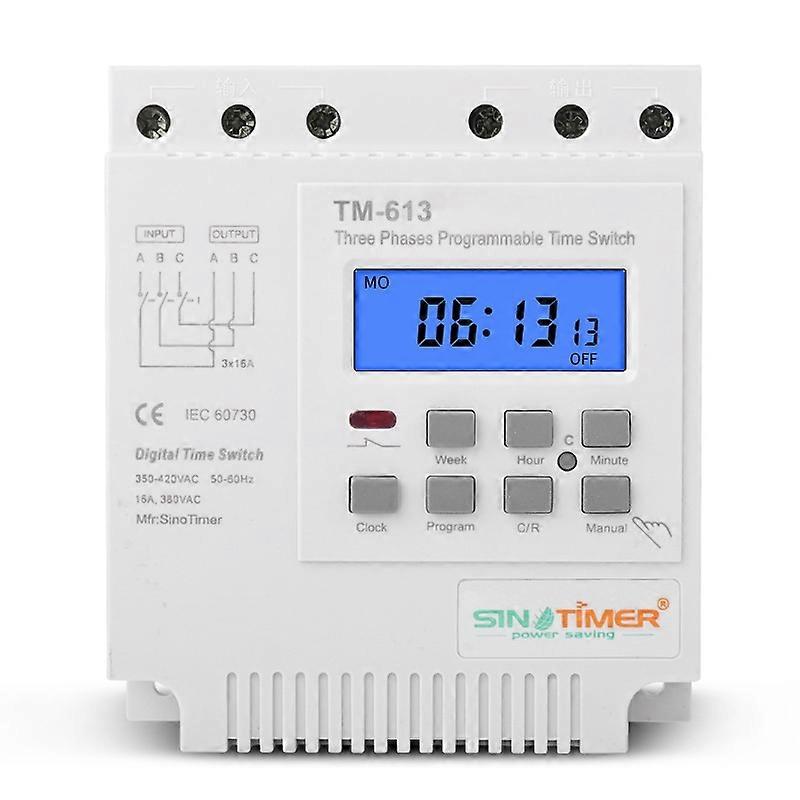 SINOTIMER TM613 380V 16A Three-Phase Programmable Time Switch With Backlight