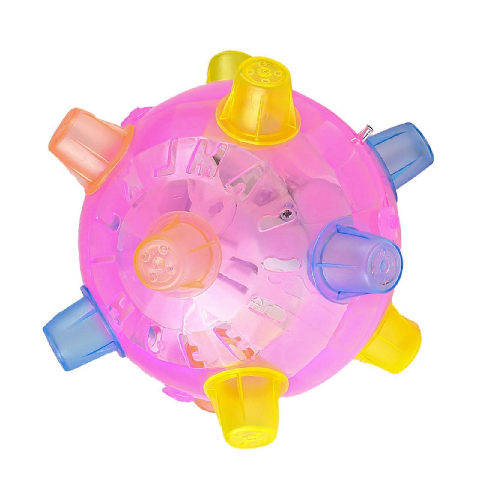 LED Jumping Pet Ball  LightUp Bouncy Toy With Music, Interactive Puzzle Ball For Dogs Cats Puppies, Pink