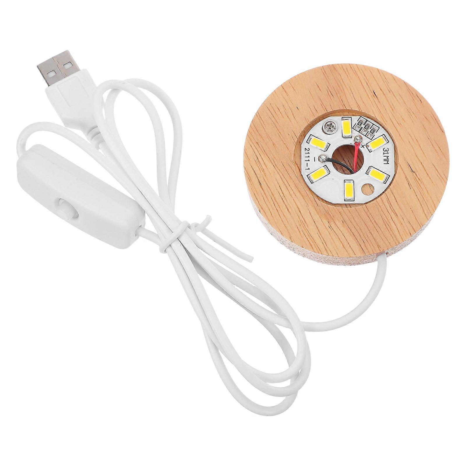 LED Display Stand Wooden Light Base for Crystal Ball with USB Powered Night Light 4Pcs