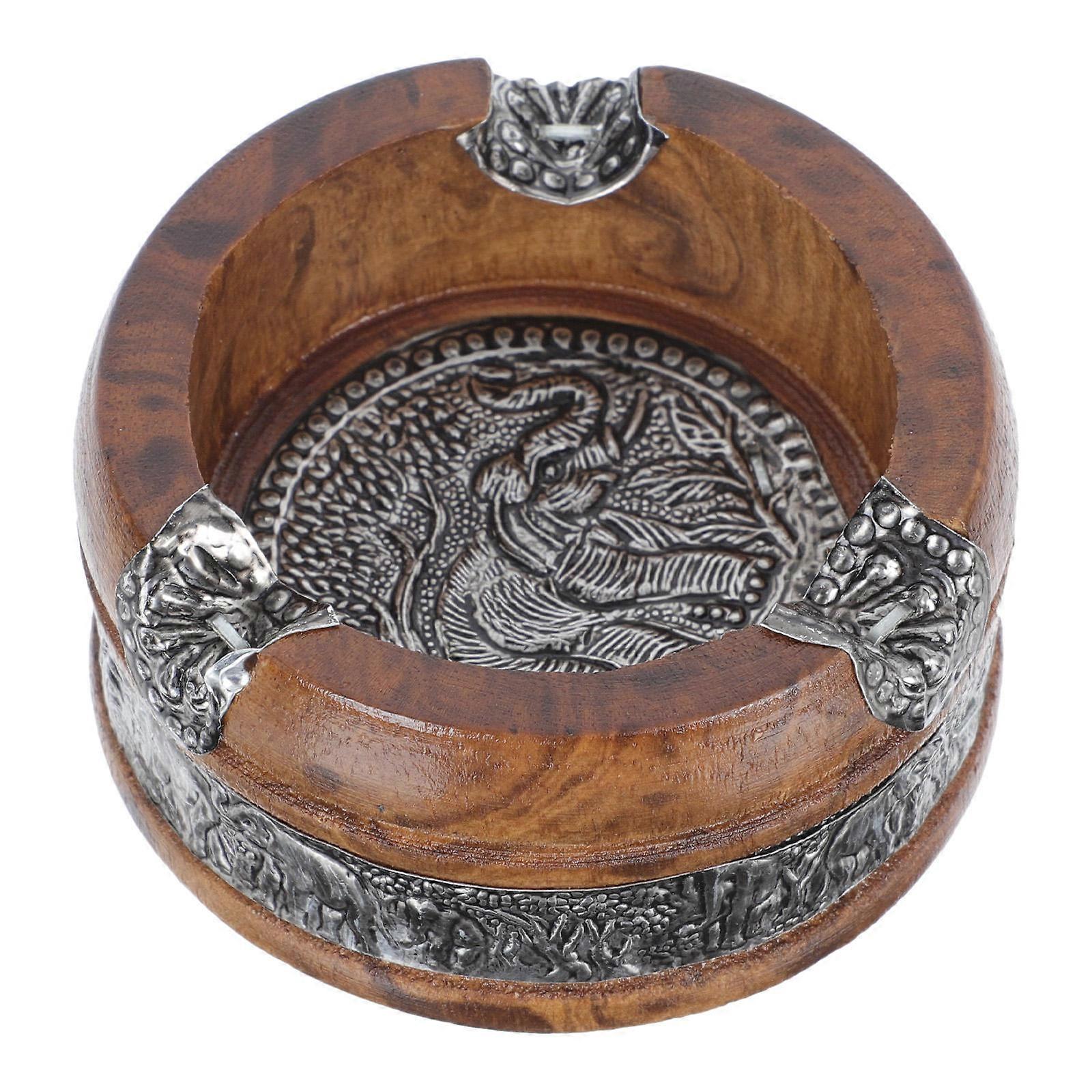 Wooden Ash Tray 1Pc Simple And Generous Design For Hotel Use 2.95x2.95x1.38inch Round Shape