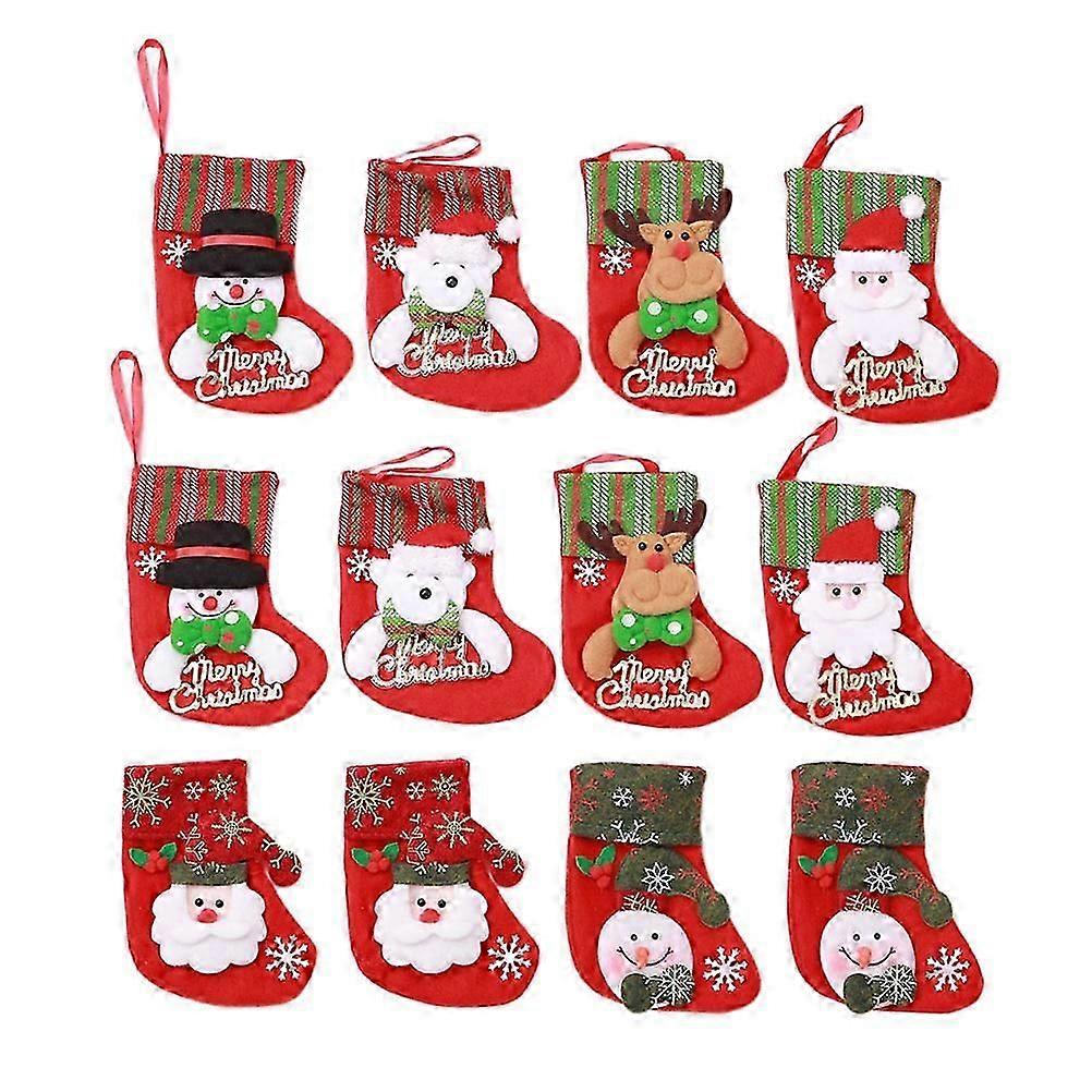 12 PCs Santa Ornament Holiday Tree Decorations Modern Christmas Stockings Xmas Holiday Decoration