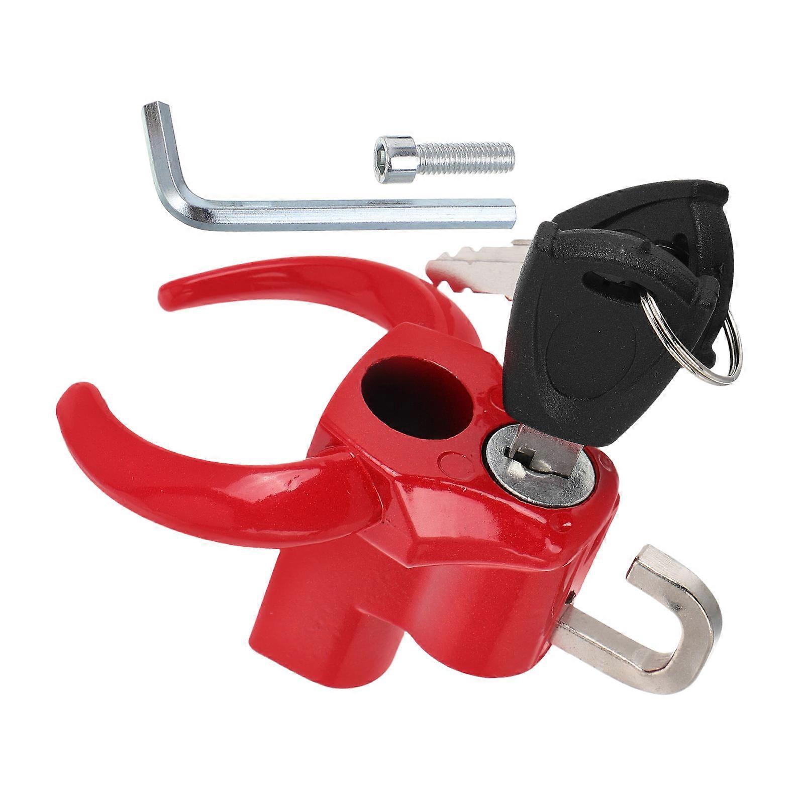 Motorcycle Dual Hook Lock Holder for Universal Bike Use Red