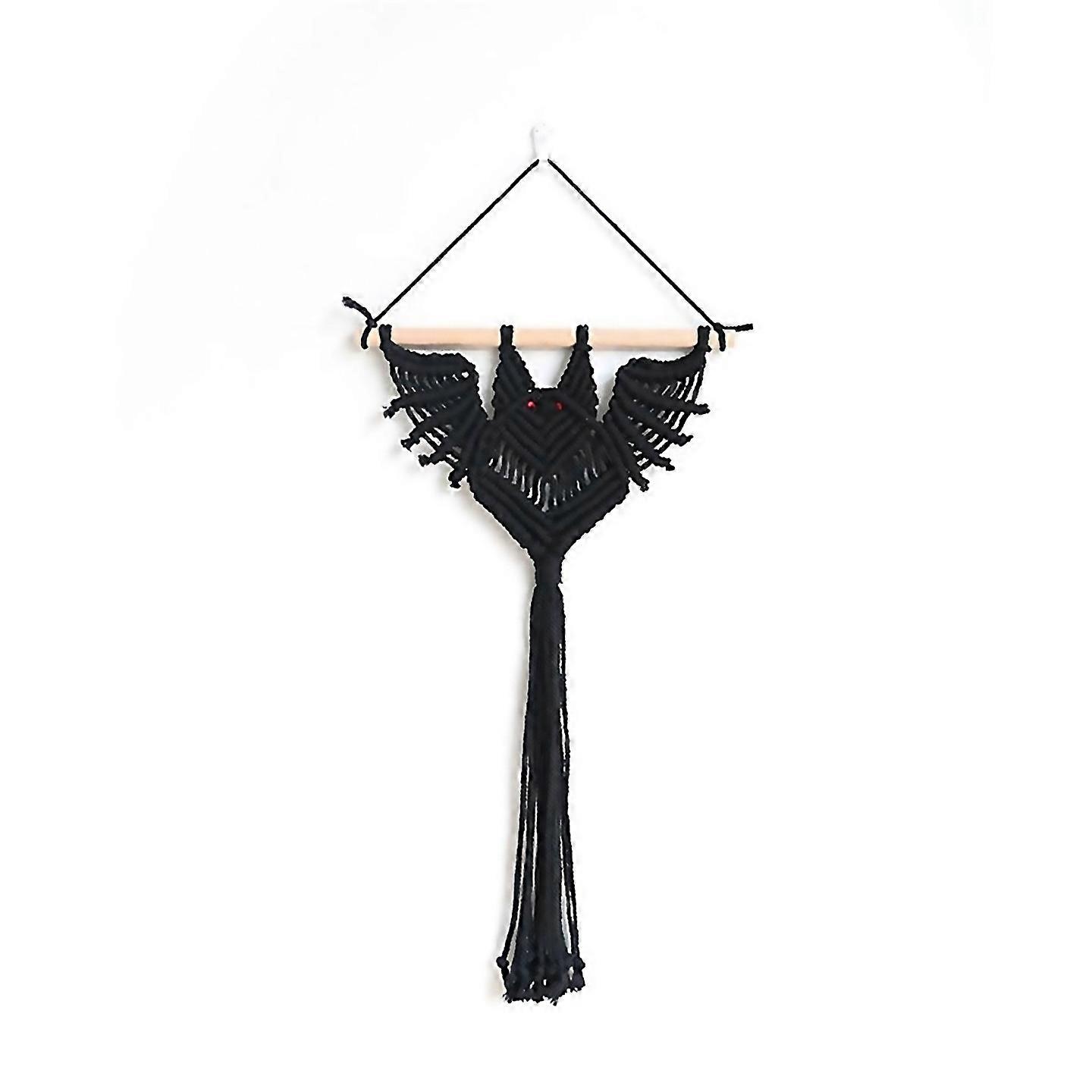 For Halloween Bat Macrame Wall Hanging Geometric Art Decor Black