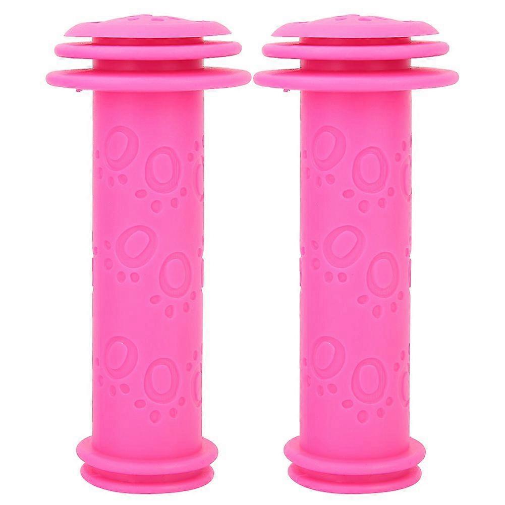 Children's Kids Bike Scooter Handle Bar Anti slip Grips Bicycle Handlebar Grips(rose red)