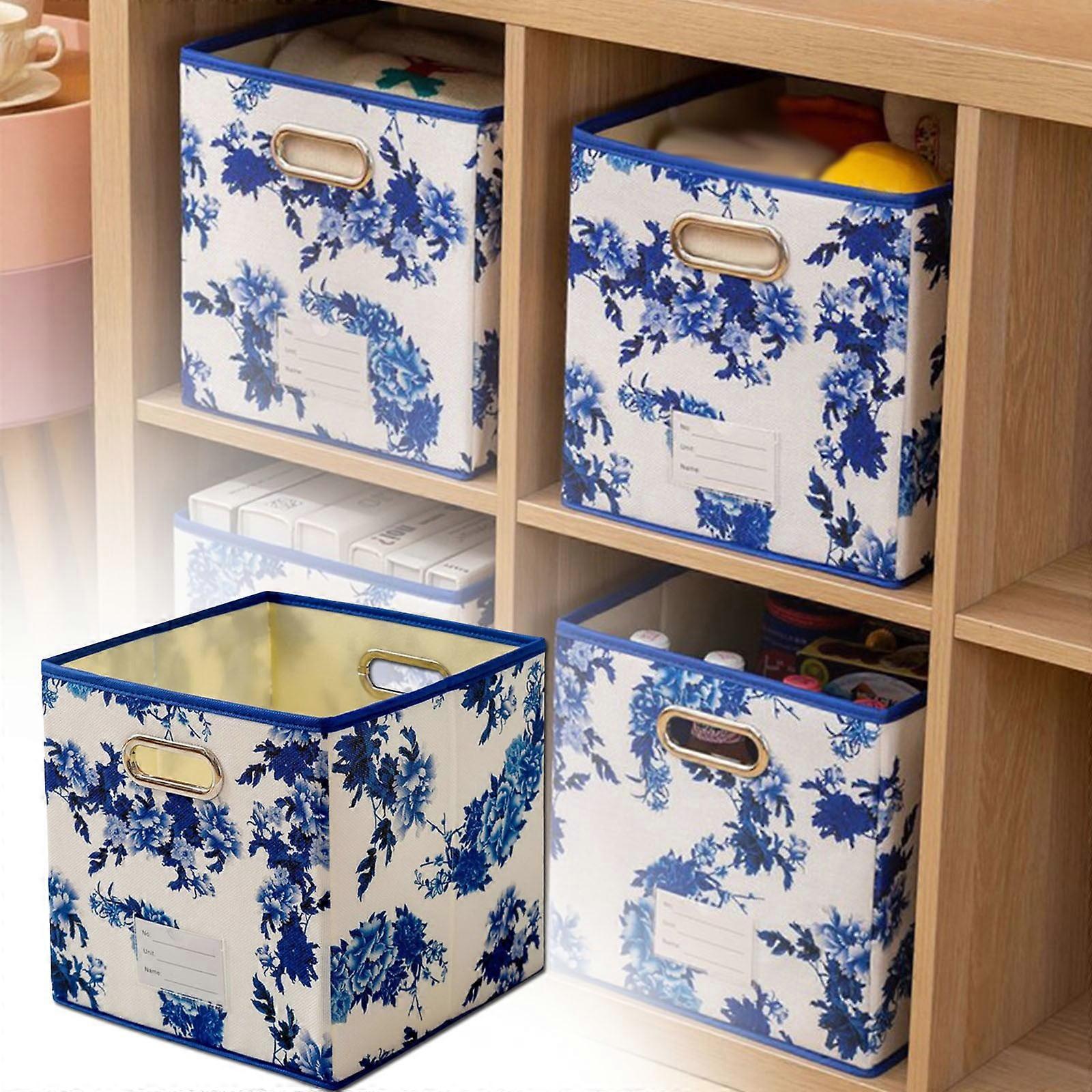 Zynic Home Foldable Fabric Storage Cube Bins Toy Chests Compatible with Decoration Blue