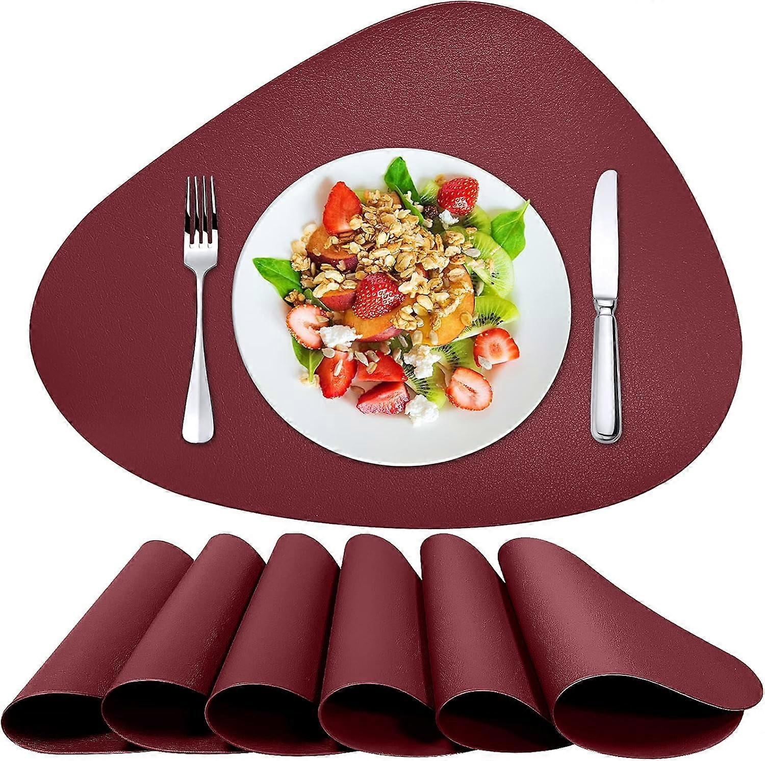 Zallac Leather Placemats Set of 4, Wipeable & Washable Table Mats for Indoor/Outdoor Use, Compatible with Square/Round Tables, Easy Clean, Black,