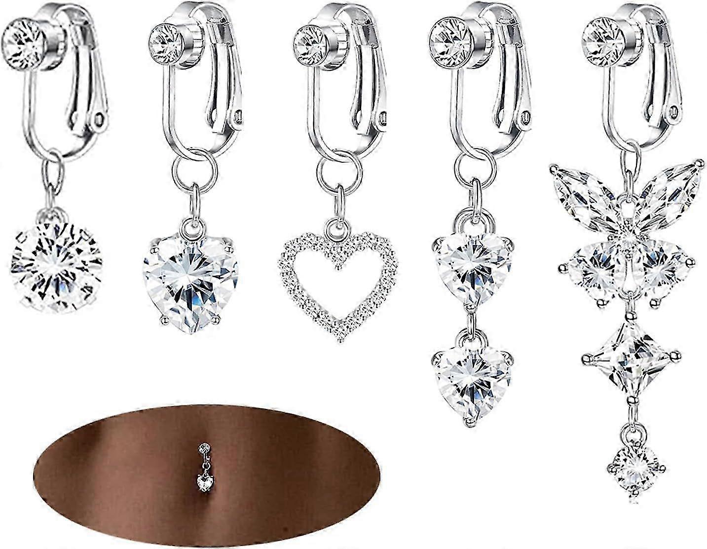 5Pcs Gold Fake Belly Piercing Ring for Women Button