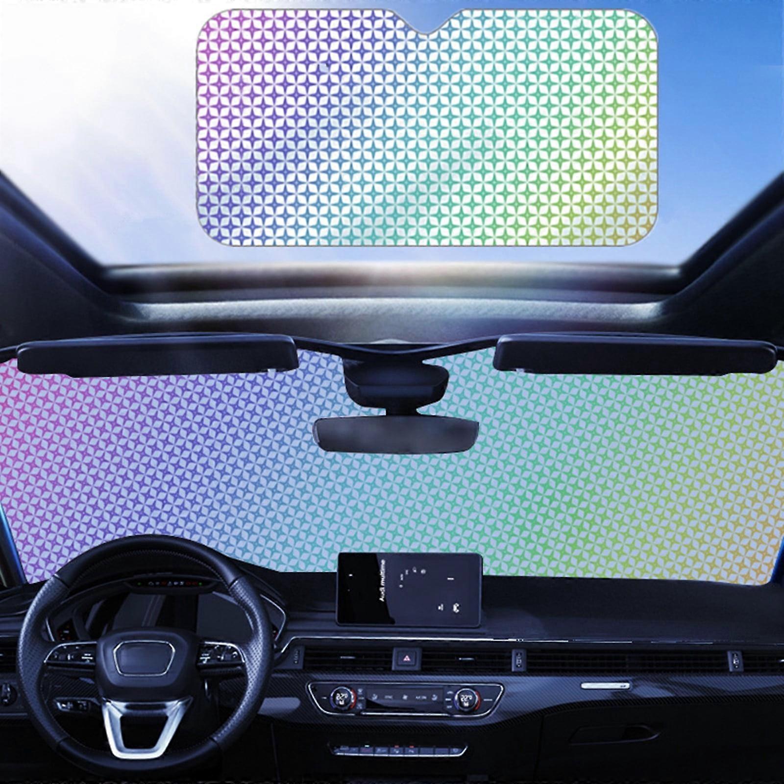 WSBDENLK Front Windshield Sun Shade - Accordion Folding Double-Sided Compatible with Medium and Small Cars