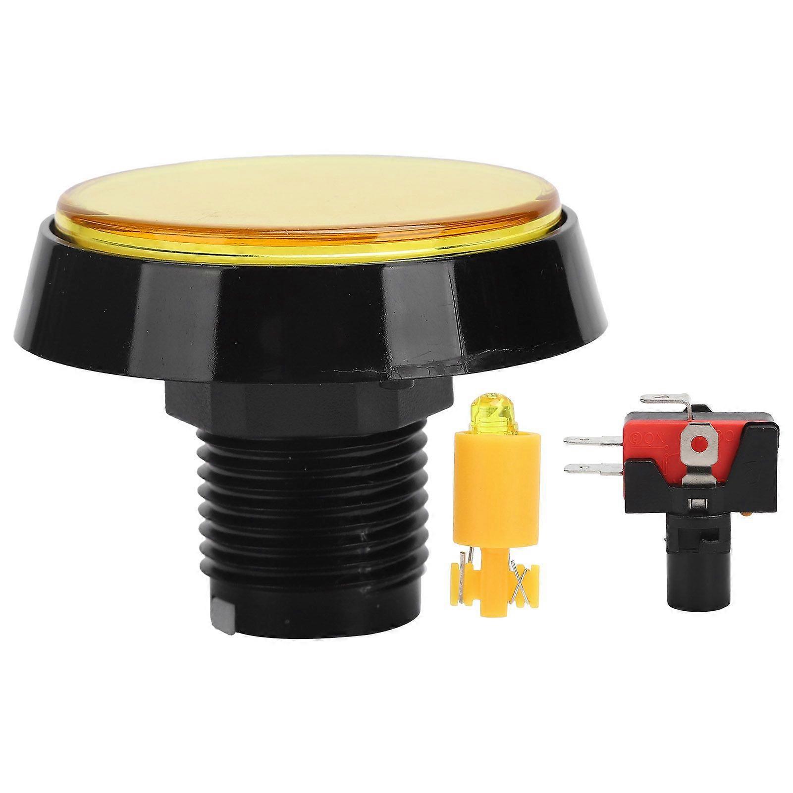 60mm Big Round Flat Button with LED Light 3Foot Switch for Crane Machine Game ConsoleYellow
