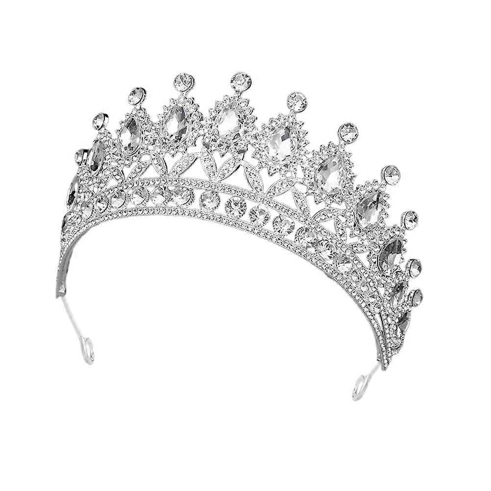 Wedding Crown Crystal Tiara for Bride 4Pcs White Rhinestone Headbands