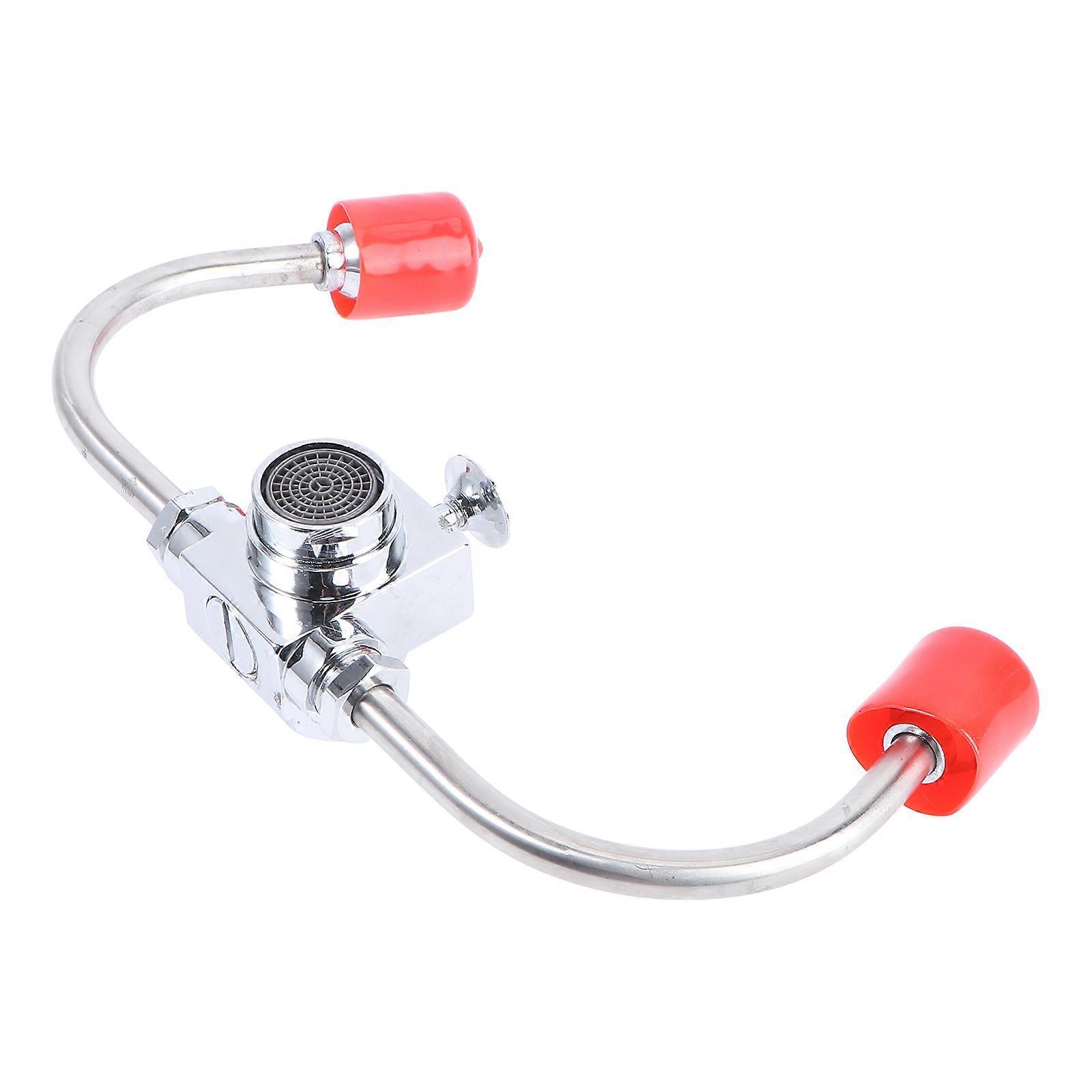 Emergency Eye Wash Unit Faucet Mounted for Office Use 4Pcs Silver Metal