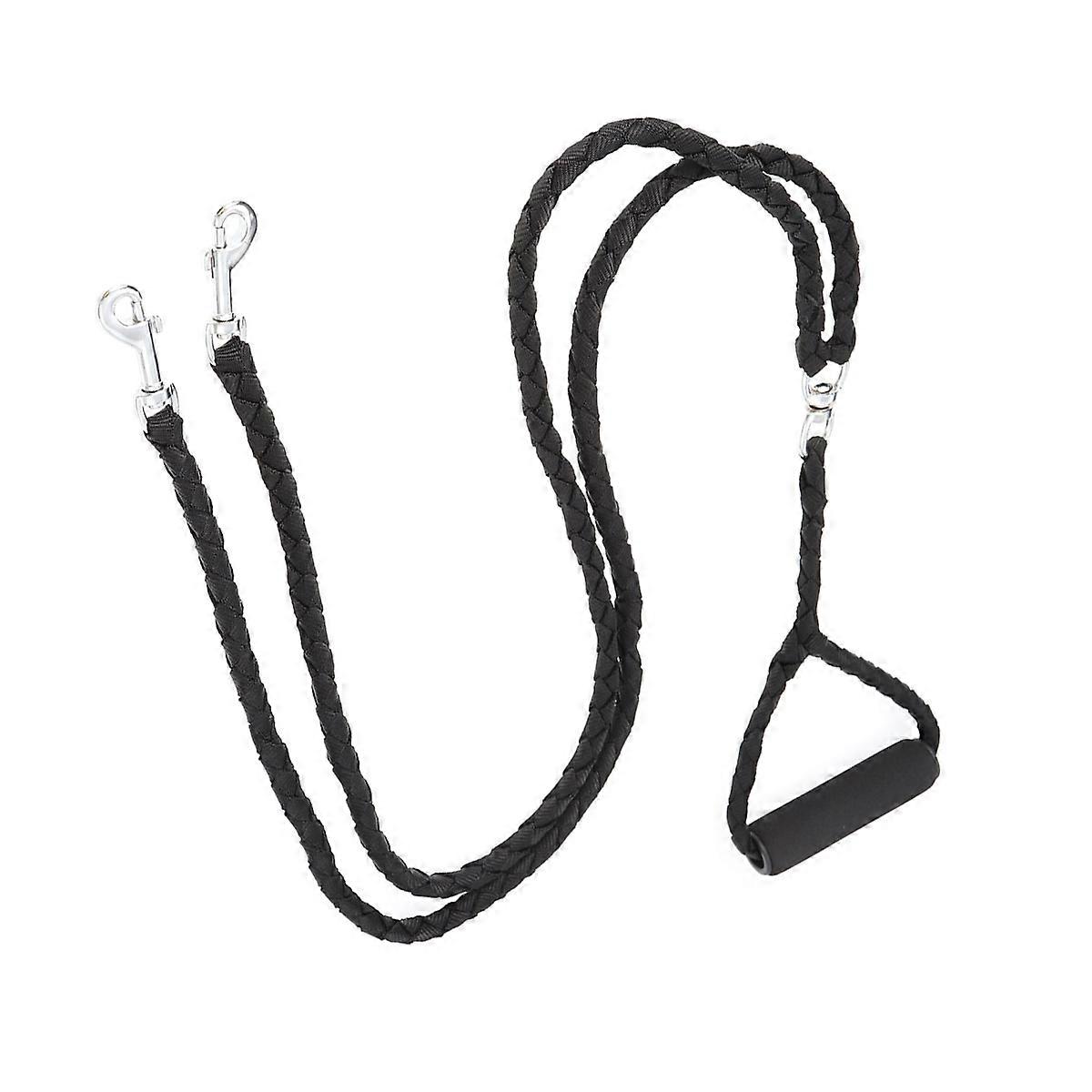 Dual Dog Leash Handle for Two Small Medium Dogs Durable Black