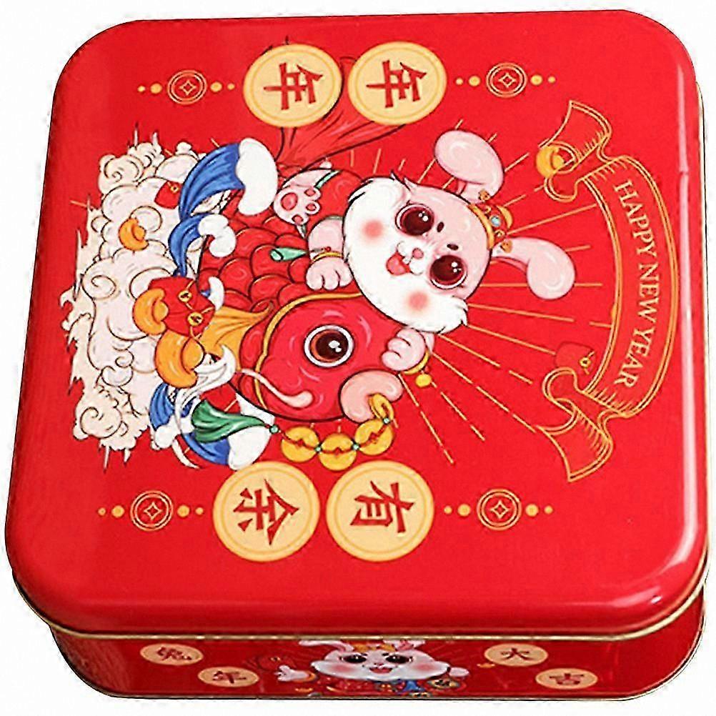 Chinese New Year Themed Iron Storage Box Assorted Colors 17x17x6cm Single Unit