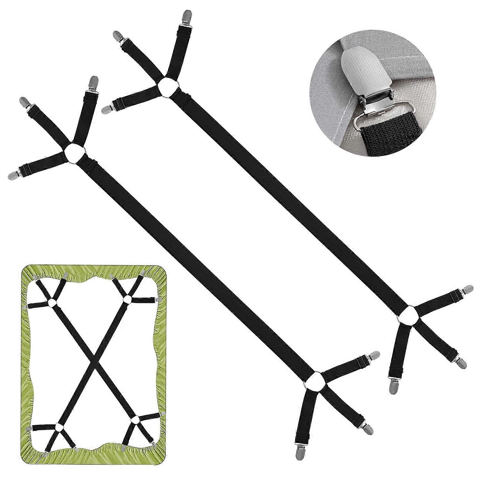 Bed Sheet Clips 2 Pack Adjustable Fitted Sheet Grippers Keeps Fitted Sheets In Place Universal Mattress Straps Holder